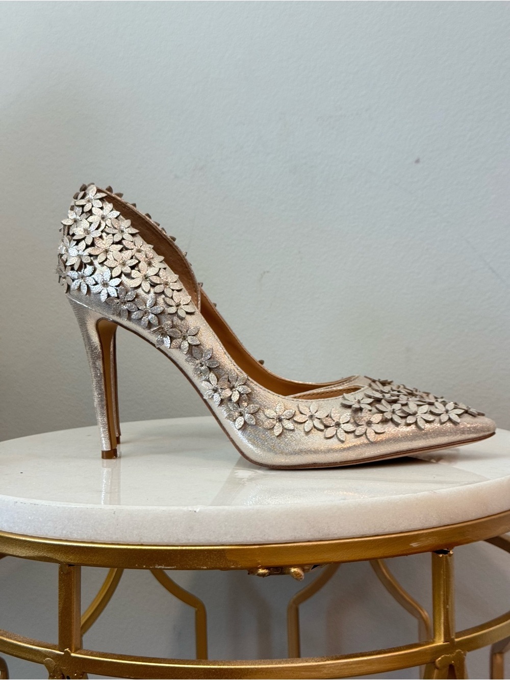 INC International Concepts Silver Floral Appliqué Pointed-Toe Heels - Picture 9 of 16